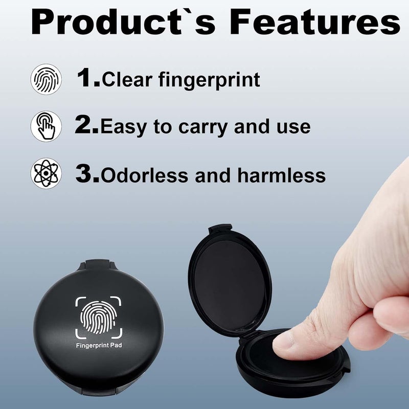 keepsweat Fingerprint Ink Pad 5 Pack Thumbprint Ink Pad for Fingerprint Cards Notary Supplies Black Finger Print Kit for Identification Security ID Law Enforcement Fingerprint Office Home Use Stamp pad - Image 3